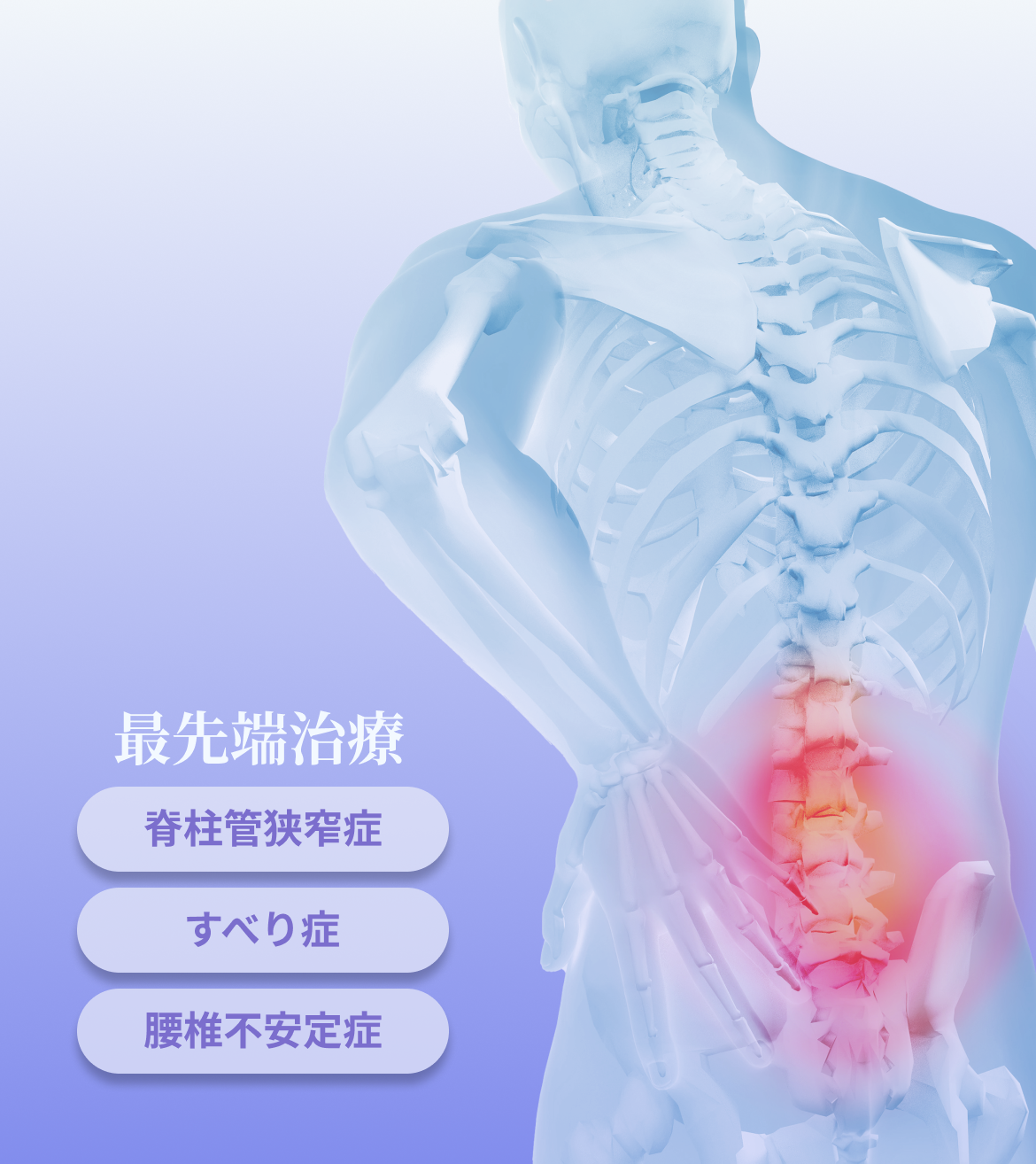 最先端治療 脊柱管狭窄症 すべり症 腰痛不安定症